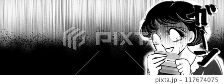 70年代昭和レトロ少女漫画預金残高が給料前でピンチ青ざめる黒髪女性のモノクロイラスト 70年代昭和レトロ少女漫画預金残高が給料前でピンチ青ざめる黒髪女性のモノクロイラスト 117674075