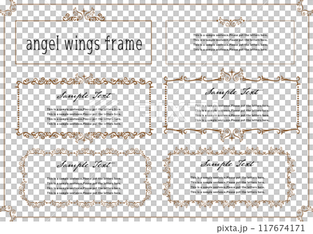 Vintage calligraphy style frame material 22 <Wings / Angel> Vintage calligraphy style frame material 22 <Wings / Angel> 117674171