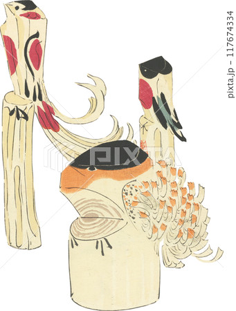 日本の郷土玩具　鷽替の鷽 117674334