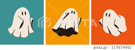 かわいいゴースト　レトロカラー 117674992