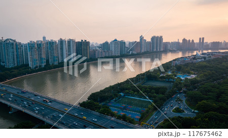 Aerial view of landscape in Guangzhou city, China Aerial view of landscape in Guangzhou city, China 117675462