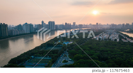 Aerial view of landscape in Guangzhou city, China Aerial view of landscape in Guangzhou city, China 117675463