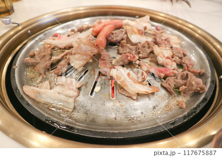 barbecued pork or grilled pork and grilled beef in the oven or grilled oven barbecued pork or grilled pork and grilled beef in the oven or grilled oven 117675887
