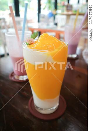 mango smoothie or mango yogurt smoothie mango smoothie or mango yogurt smoothie 117675949