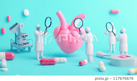 医療イメージ　心臓の検査と治療 117676676