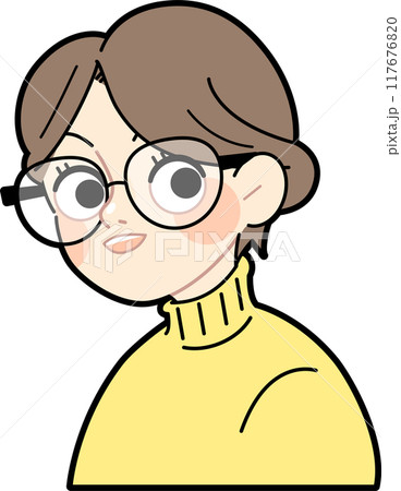 人当たりの良いメガネをかけた女性のイラスト素材 [117676820] - PIXTA