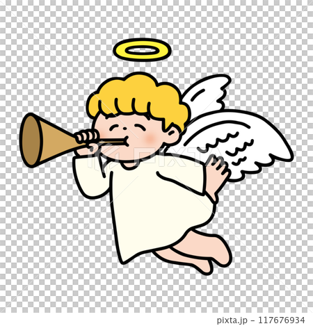ラッパを吹くかわいい天使のイラスト素材 [117676934] - PIXTA
