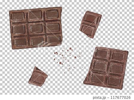 割れた板チョコ　手描きイラスト 117677026