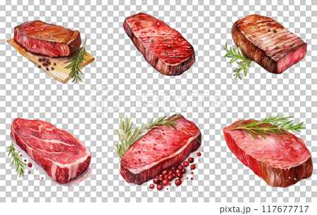 Steak Png Illustration Set 117677717