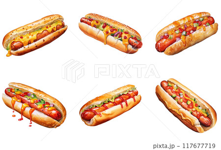 Hot Dog Png Illustration Set 117677719