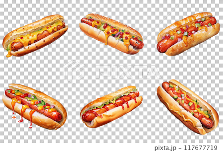 Hot Dog Png Illustration Set 117677719