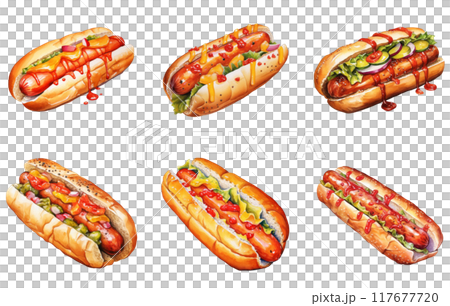 Hot Dog Png Illustration Set 117677720