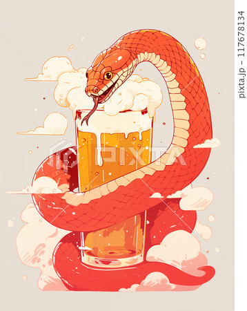 ビールに巻き付く蛇 ビールに巻き付く蛇 117678134
