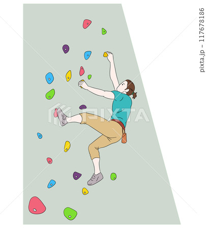 ボルダリングをする男性のイラスト素材 117678186