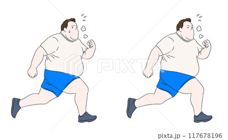 走っている太った男性のイラスト素材 117678196
