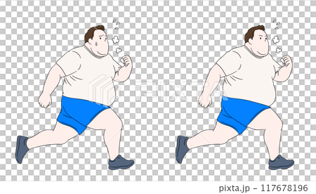 走っている太った男性のイラスト素材 117678196