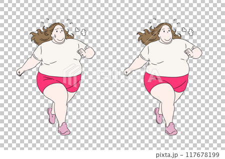 Illustration material of a fat woman running 117678199