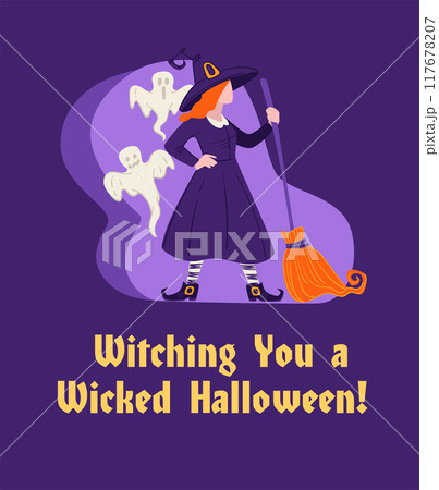 Witch with Broom and Ghosts Witch with Broom and Ghosts 117678207