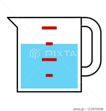 水が入った計量カップ 117678306