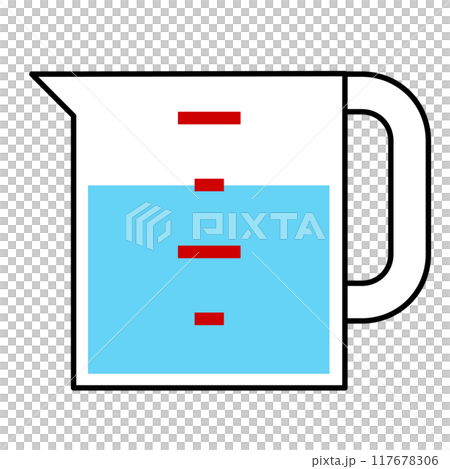 水が入った計量カップ 117678306