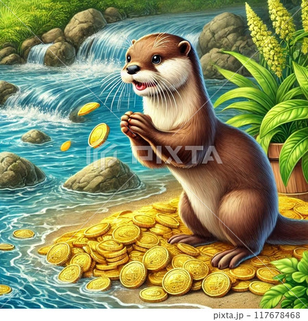 金貨をばらまくカワウソ 117678468