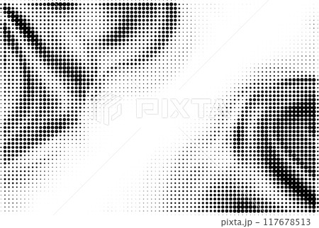 Black dotted halftone background 117678513