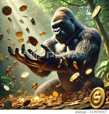金貨をばらまくゴリラ 117678557