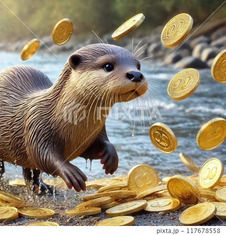 金貨をばらまくカワウソ（リアルVer） 117678558