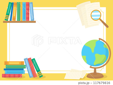 yellow reading book globe frame 2 117679816