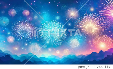 花火が豪華絢爛に彩る夜空 117680115
