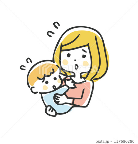 困っている母子のイラスト 117680280