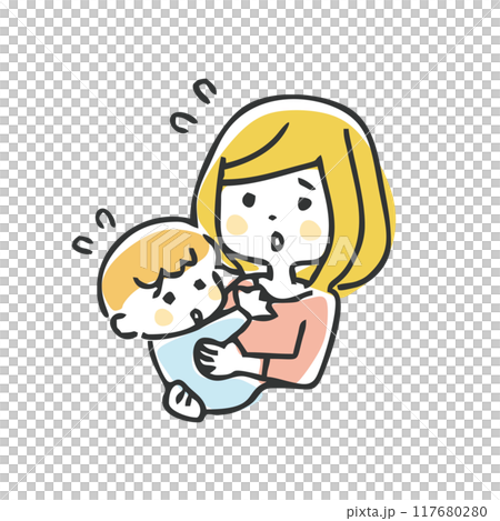 困っている母子のイラスト 117680280