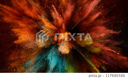 Feeze Motion of Colored Powder Explosion. 117680388