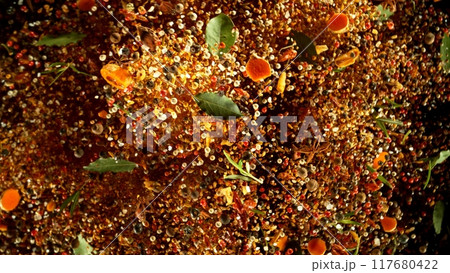 Freeze motion of exploding spice into the air. 117680422