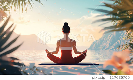 ヨガをする女性 ヨガをする女性 117680700