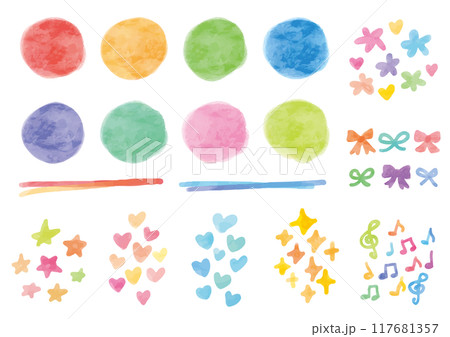 水彩風の円とガーリーなあしらいセット 水彩風の円とガーリーなあしらいセット 117681357