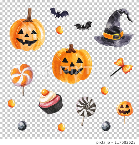 Watercolor Halloween set 117682625