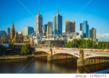 Skyline of Melbourne city business district, CBD, located in Victoria state, Australia 117682773