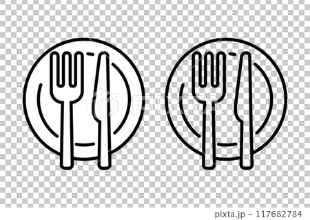 皿とフォークとナイフのアイコンセット 117682784