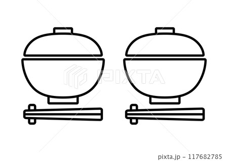 食器と箸のアイコンセット 食器と箸のアイコンセット 117682785