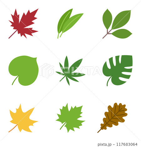 leaves icon set 117683064