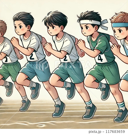 運動会 徒競走のイラスト素材 [117683659] - PIXTA