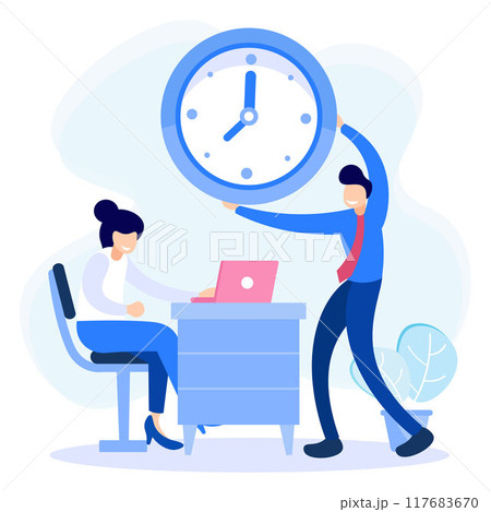 Illustration vector graphic cartoon character of time management Illustration vector graphic cartoon character of time management 117683670
