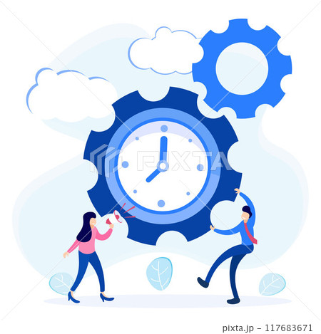 Illustration vector graphic cartoon character of time management 117683671