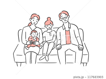 ソファに座る家族のベクター素材 ソファに座る家族のベクター素材 117683903