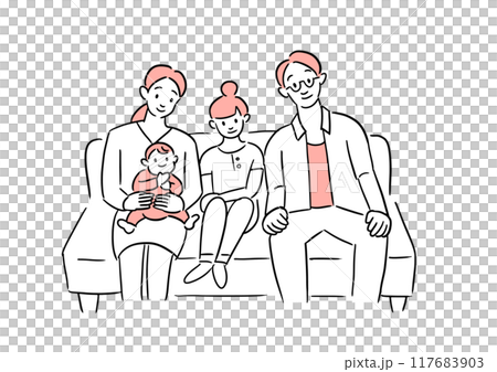 ソファに座る家族のベクター素材 ソファに座る家族のベクター素材 117683903