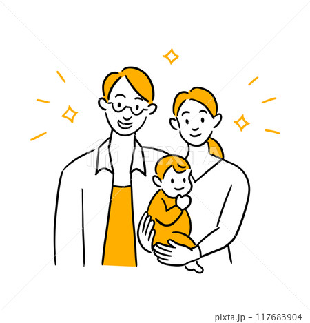 夫婦と赤ちゃんのベクター素材 夫婦と赤ちゃんのベクター素材 117683904