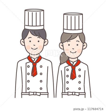 笑顔のコックさんの上半身イラスト 117684714