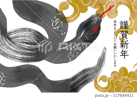 巳年の年賀状：2025年　巳年　年賀状　テンプレート 117684921
