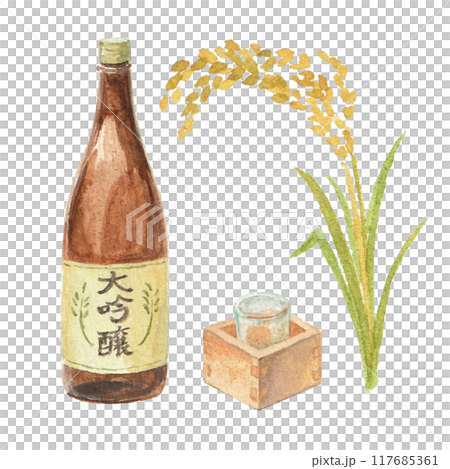 Watercolor image of sake 117685361